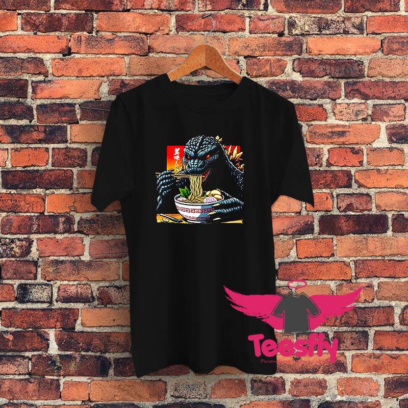 Funny Kaiju Eating Ramen Japanese Monster Lover Birthday T Shirt